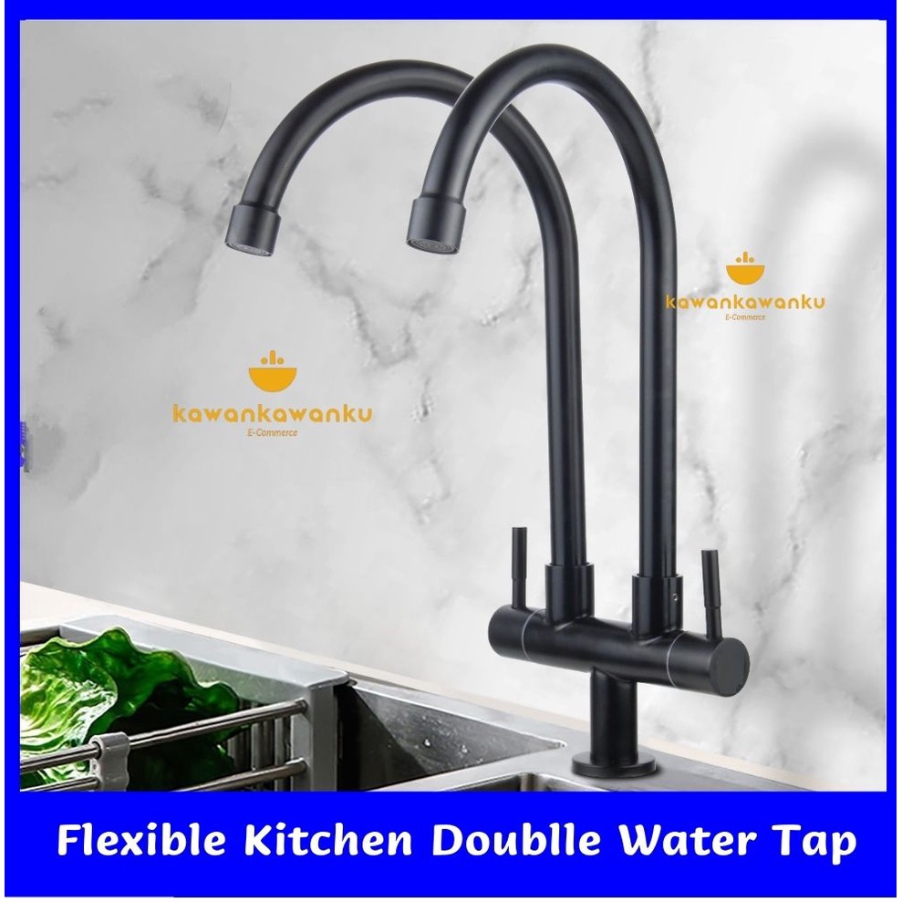 Kitchen Sink Faucet Stainless Steel SUS304 Black Faucet Pillar/Wall ...