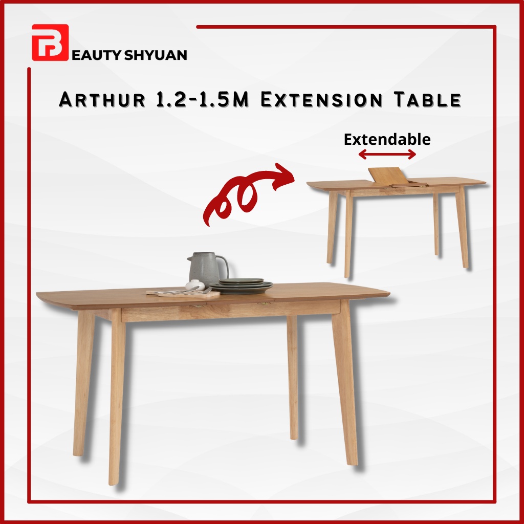 ARTHUR 1.2M Extendable Dining Table 4 Seater Dining Table 6 Seater