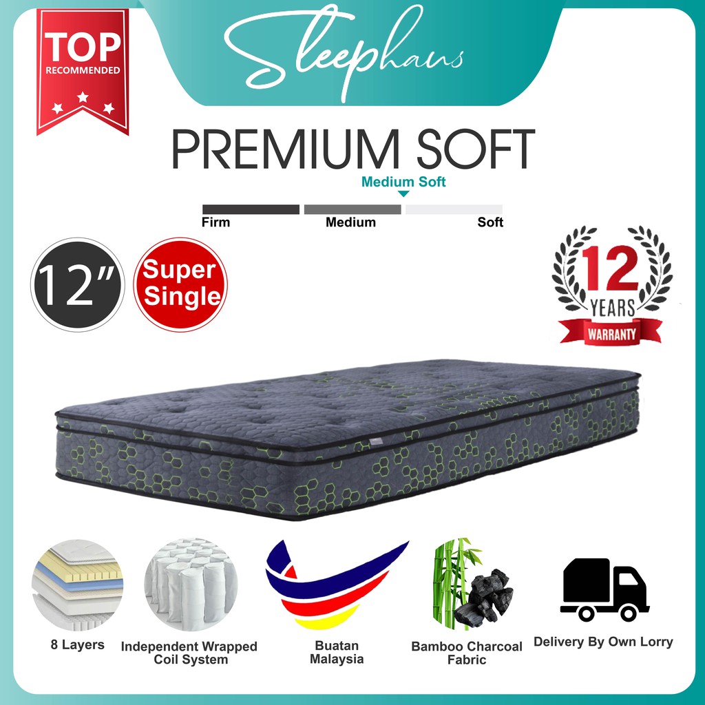 [Ultimate Comfort] Sleephaus 12.5 Inch Premium Soft Super Single Pocket ...