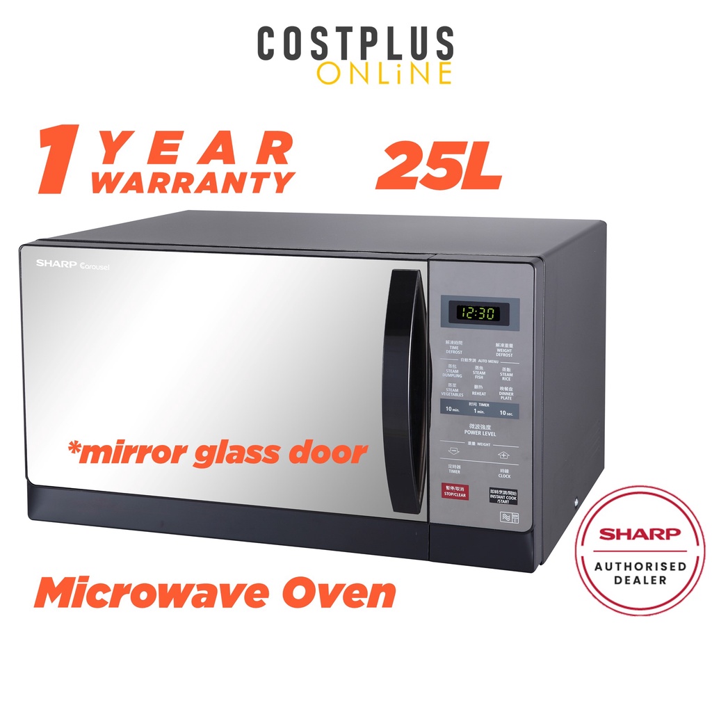 Sharp Microwave Oven 25L with Mirror Glass Door Reflective Door R357EK 11 Power Levels | Ketuhar Gelombang Mikro 微波炉