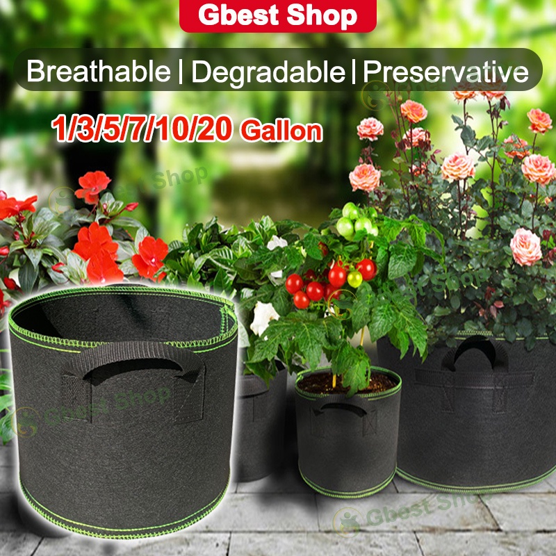 Non-Woven Grow Bag Plant Bag Gardening Bags Flower Pots Compost Bin Vegetable Fabric Planting Box Tanam Pasu Bunga 种植袋