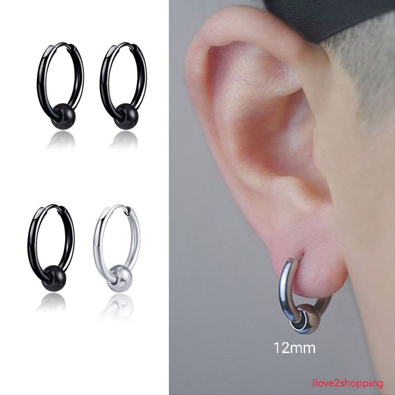 1/2pcs steel Korea new earrings non piercing studs hook chandelier hoop drop men women 1/2pcs 韩版钛钢不锈钢小圆圈弧面新款耳扣圆形耳环爆款饰品