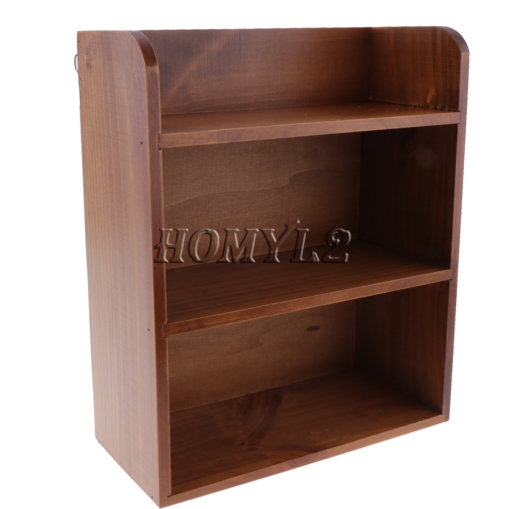 3 Tier Wooden Organizer Box Wall Mounted Shelf Tabletop Storage