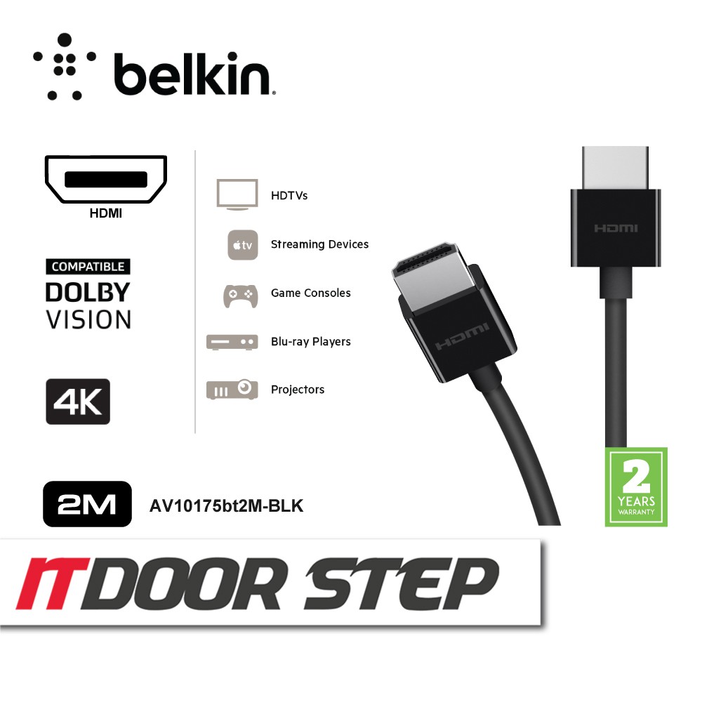 BELKIN AV10175bt2MBKV2 4K Ultra High Speed HDMI 2.1 Cable 2 Meter (PVC