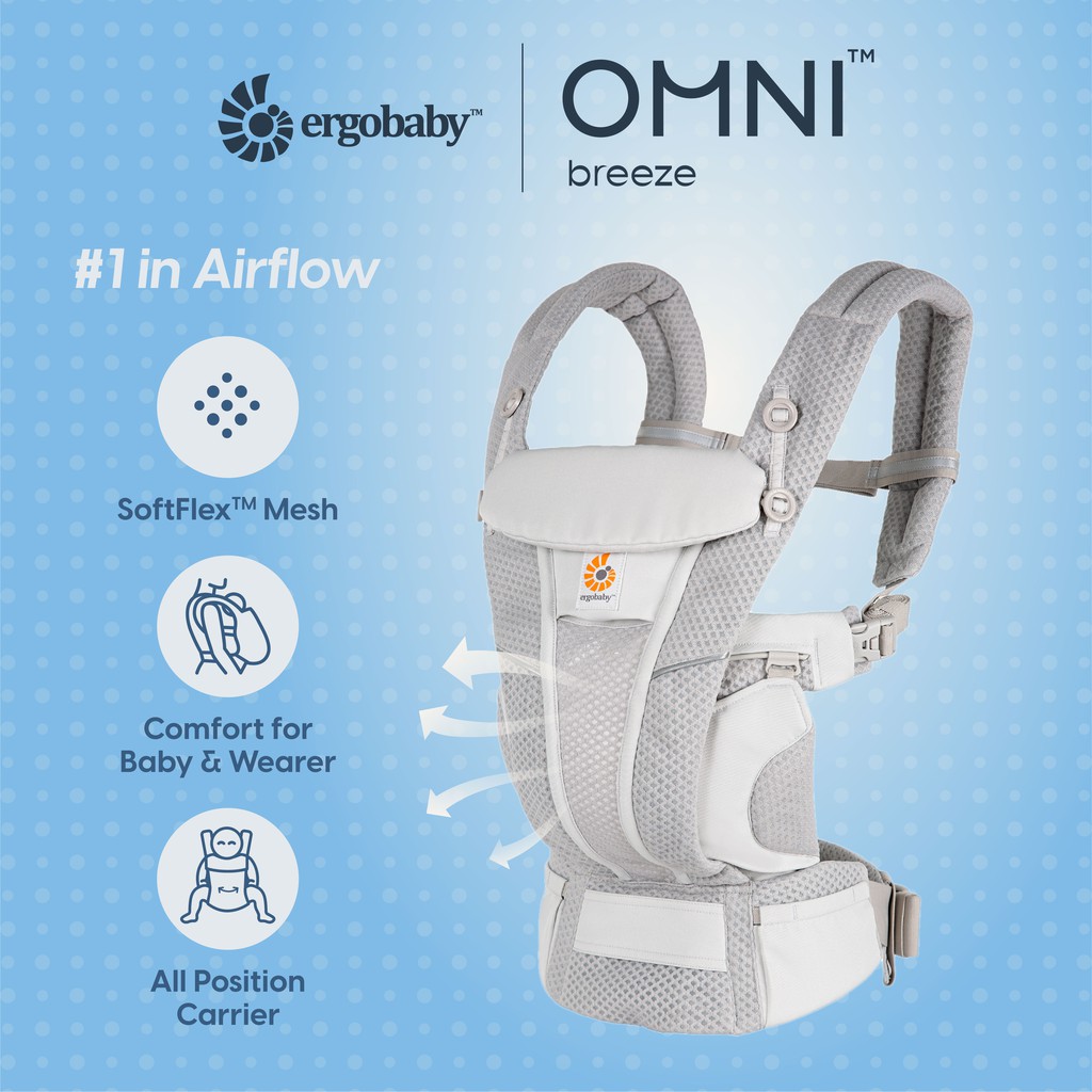 Ergobaby Omni Breeze Baby Carrier Lightweight #1 most breathable Mesh Carrier Newborn Ready