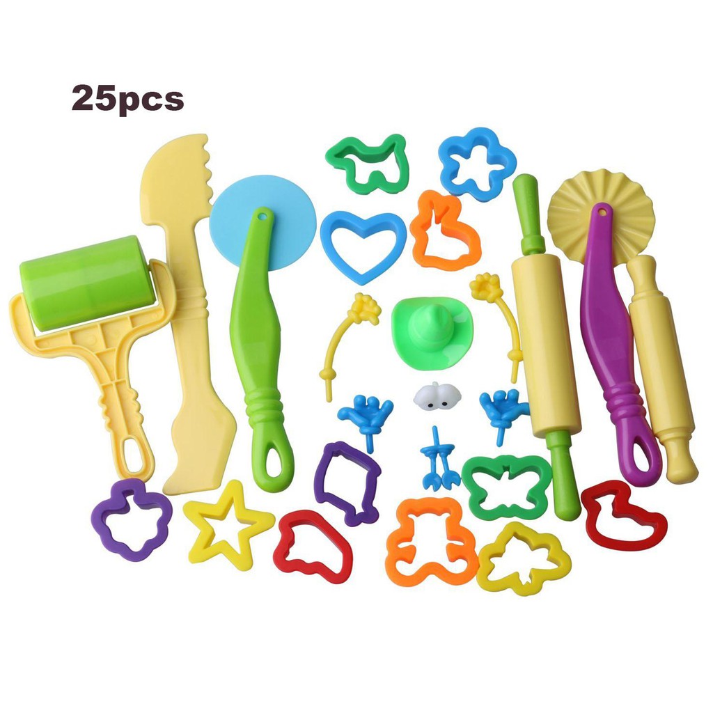 20pcs Kids Play Doh Dough Tools Set Clay Molds Rolling Pins Cutters Mould Craft 