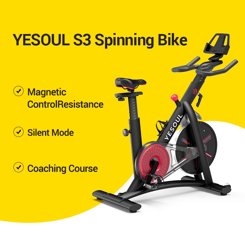 shopee: Yesoul S3 spinning bike magnetic bike indoor cycling global version with app and courses (0:1:Colour:S3 Black;:::)