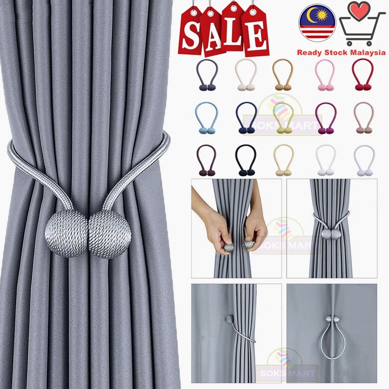 Ready Stock MalaysiaLangsir Magnetic Curtain Tiebacks Pearl Ball Design Tie Back Rope Holdback Holder