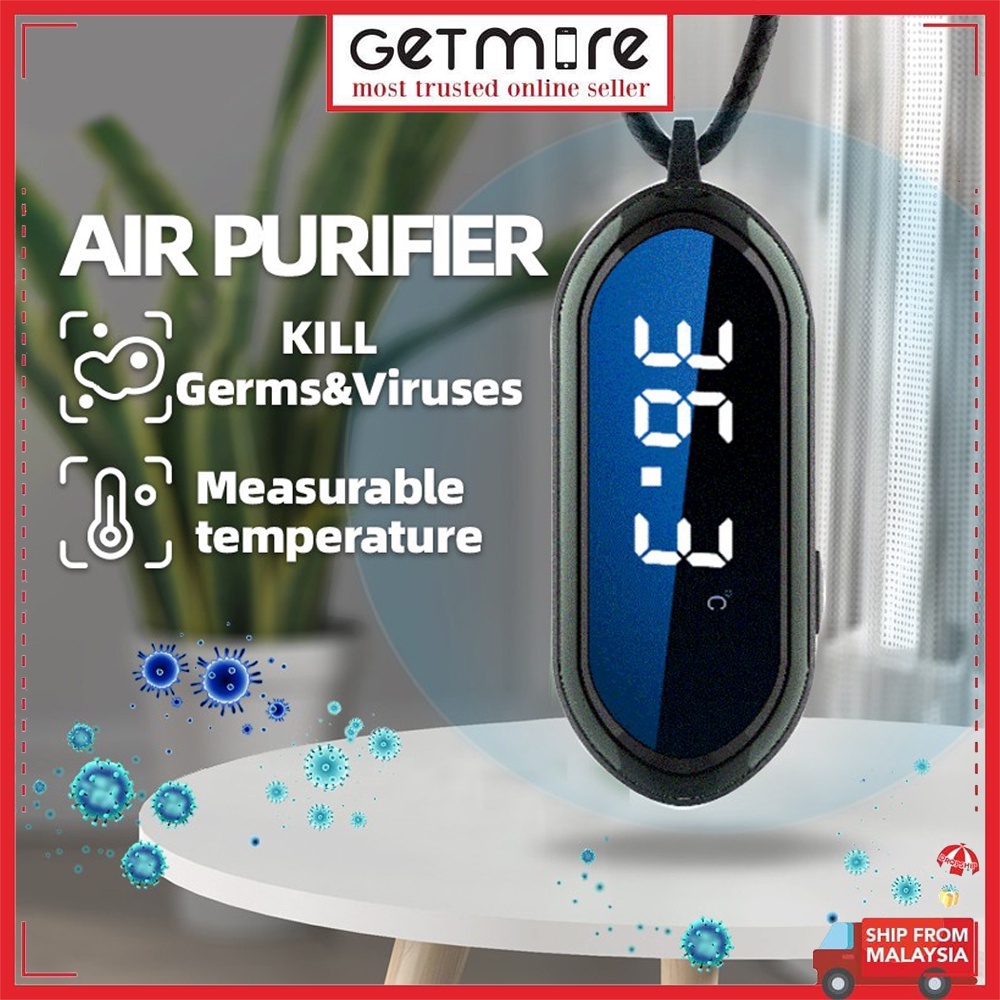 Getmore Wearable Air Purifier Necklace Body Temperature/Humidity Detection Negative Ion Air Purifier Purifies Smoke