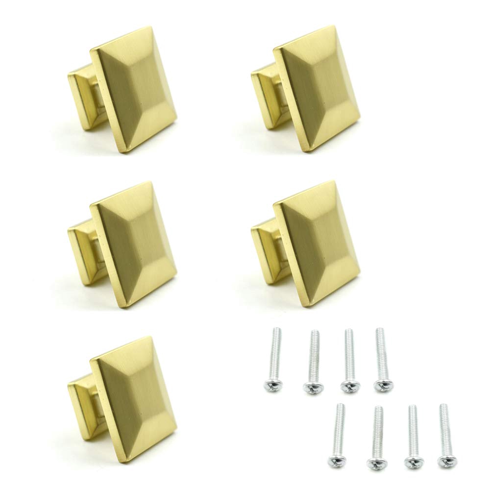 1 25 Round Brushed Brass Cabinet Knobs Satin Brass Drawer Pulls