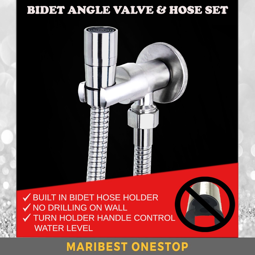 AT304568SS 568 STAINLESS STEEL 304 BIDET ANGLE VALVE WITH HOSE SET FOR
