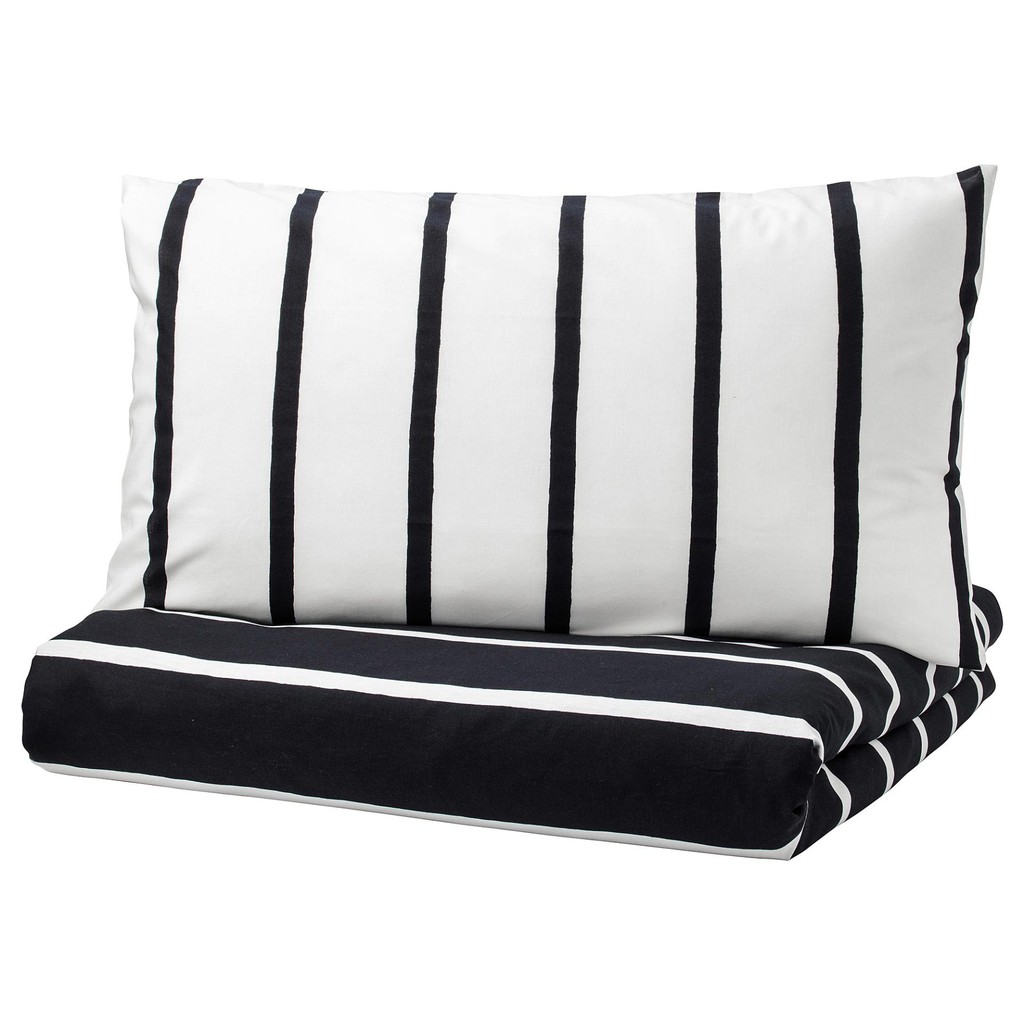 Ikea Tuvbracka Black White Stripes Quilt Cover And Pillowcases