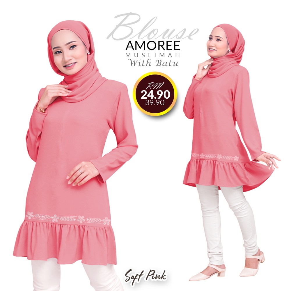 ❃ Best Price Discount Deal ❃ Amoree Ruffles Blouse Muslimah With Batu by Haute Binti Muslimah (V3)