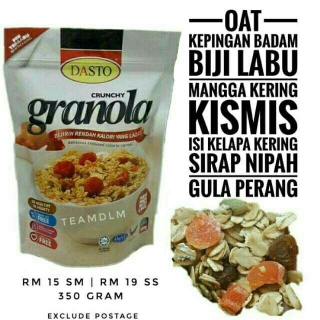 Dasto granola cruncy oat kismis kelapa kering sirap nipah 