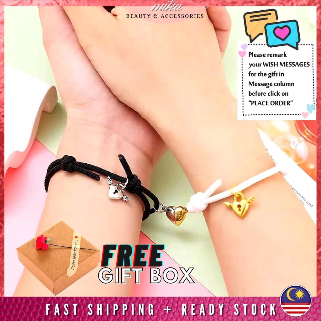 2PCS/Set Couple Bracelet Gelang Tangan Perempuan Gelang Couple Magnet Bracelet Friendship Bracelet For Women Gelang Rope