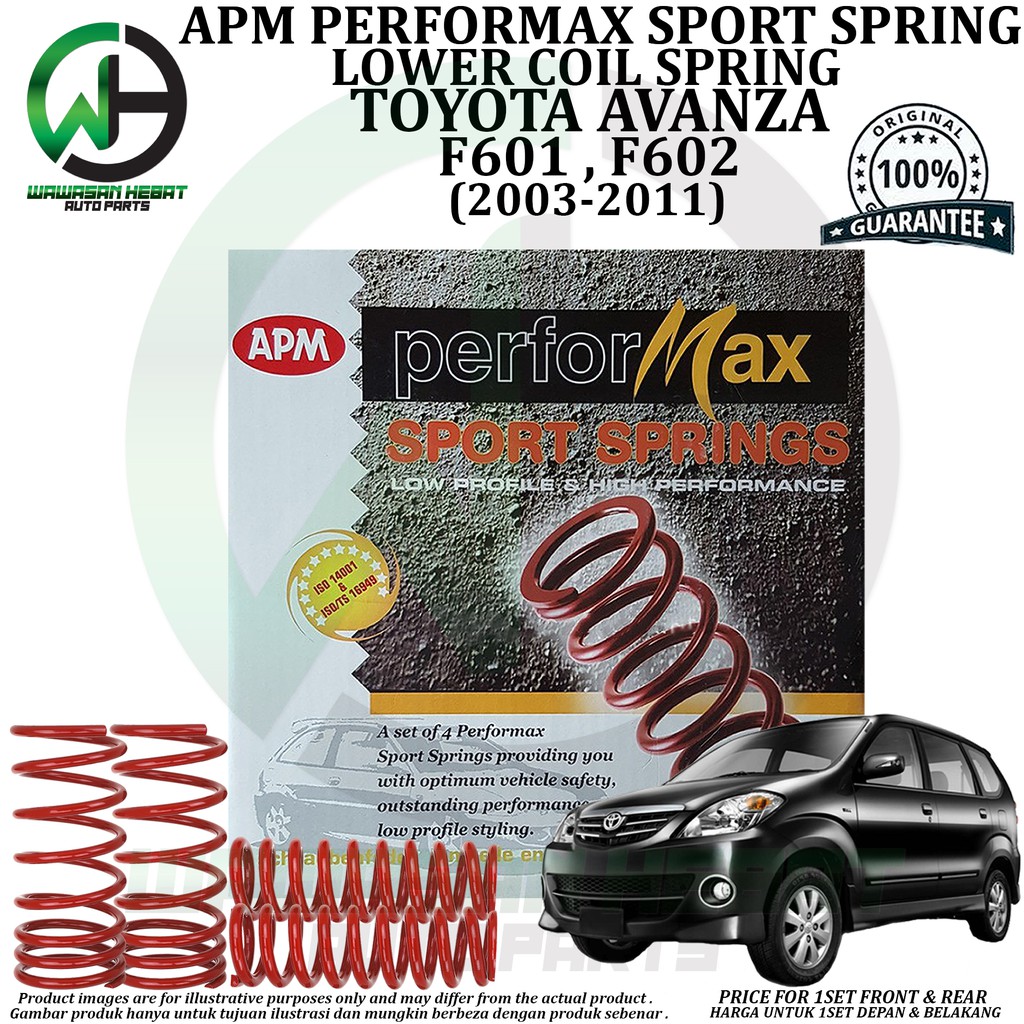 Buy Toyota Avanza F601 1 3 F602 1 5 Lower Coil Spring Sport Spring Apm Performax 1 Set Original 2003 2011 Seetracker Malaysia