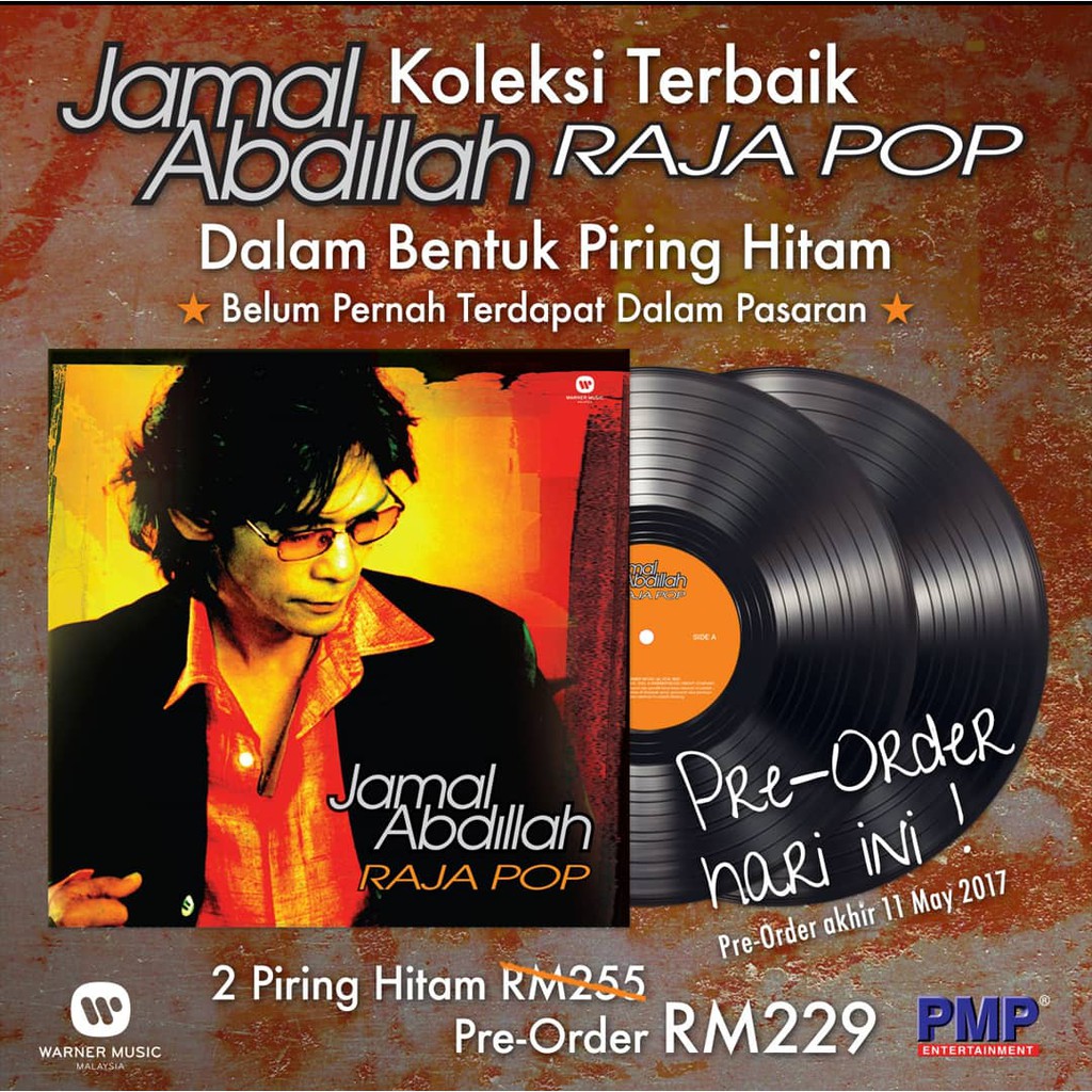 Jamal Abdillah ‎– Raja Pop LP (Vinly Records - Piring Hitam - Malay Music - Male Singer)