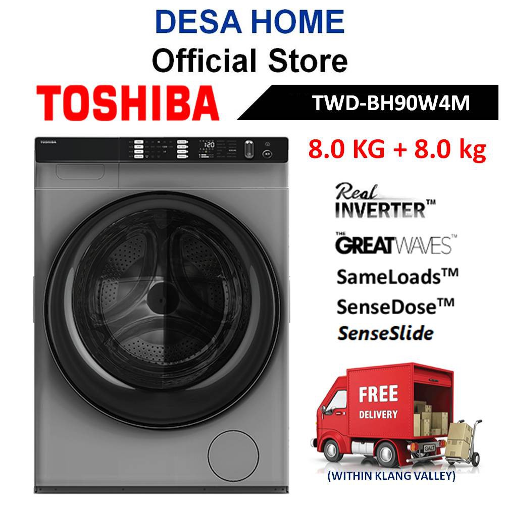 TOSHIBA TWDBH90W4M  8KG/8KG FRONT LOAD + DRYER WASHER TWD-BH90W4M