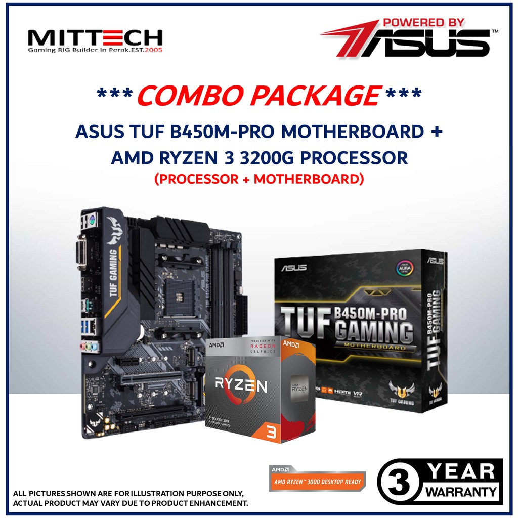 Asus Tuf B450m Pro Gaming Motherboard Amd Ryzen 3 30g Processor Combo Set Shopee Malaysia