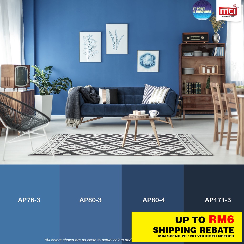 Blue Metallic] 5 Liter MCI BAOMA OPTISHEEN & BLUE-I GOLD Easy Clean High  Sheen & Matt Interior Paint Story Ebony Blue | Shopee Malaysia