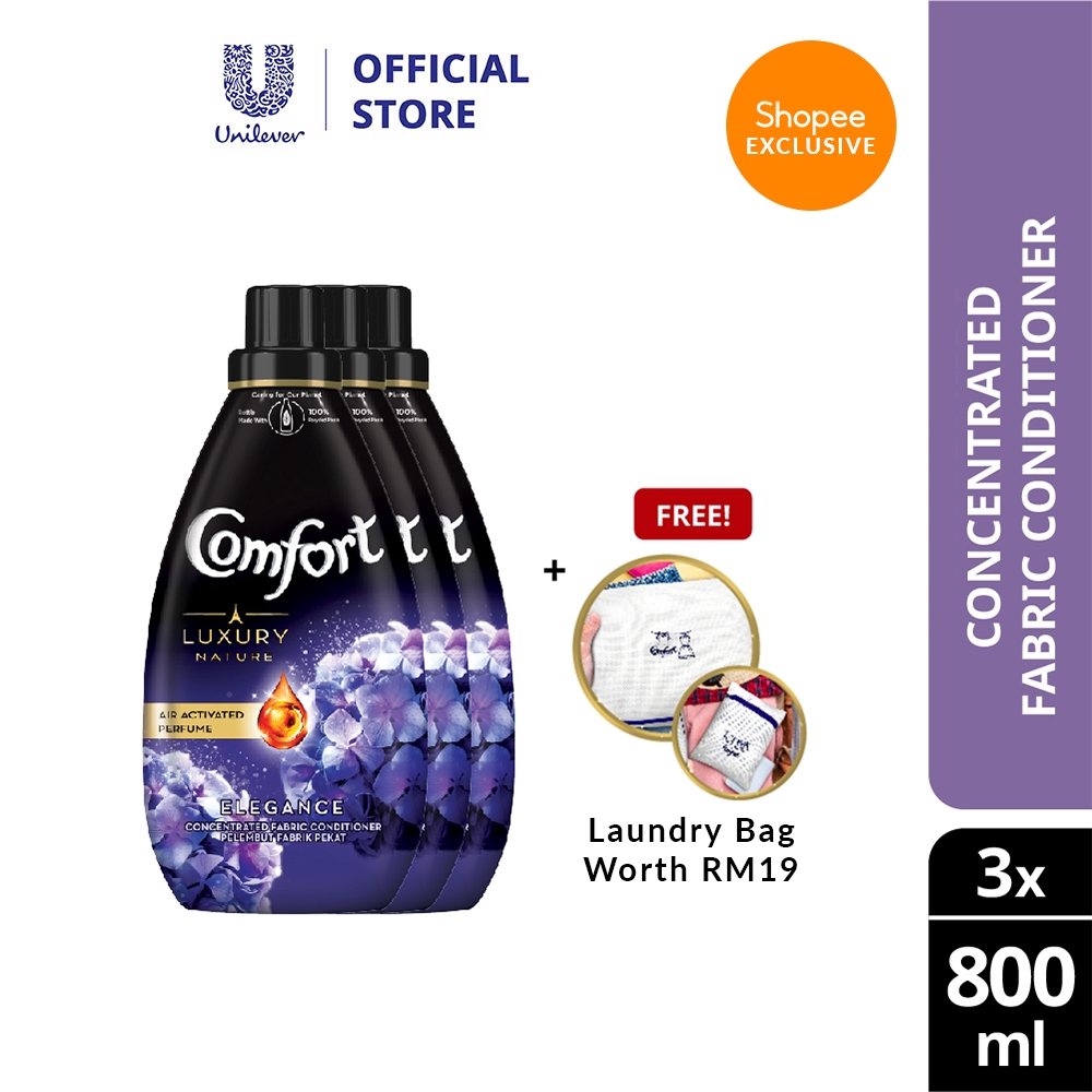 Comfort Concentrate Fabric Softener Luxury Nature Elegance 3 x 800ml