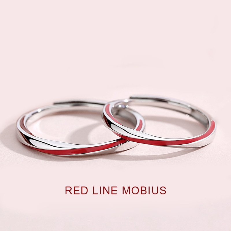 Anello per coppia regolabile di dimensioni aperte Anello Mobius rosso Anello nuziale di San Valentino_voghion.com