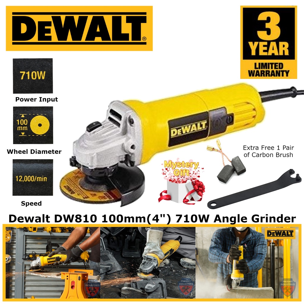 Dewalt DW810B-XD 710W 4" / 100mm Toggle Switch Angle Grinder | Shopee ...