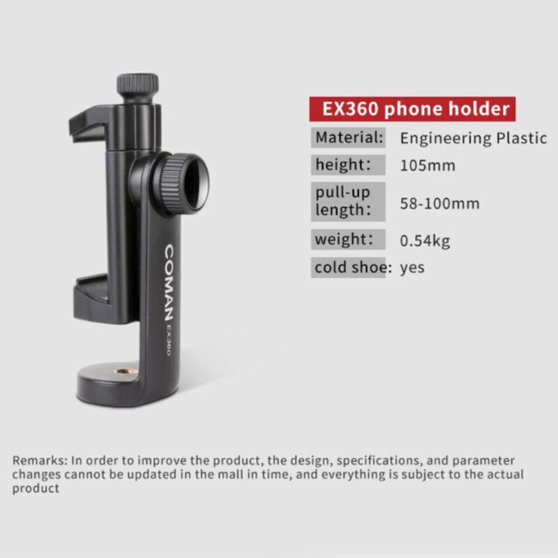 Essential Reliable Coman Camera Tripod Phone Clip Holder Professional Mobile 1/4 Screw Hole Adapter stand Versatile Q... - Image 2
