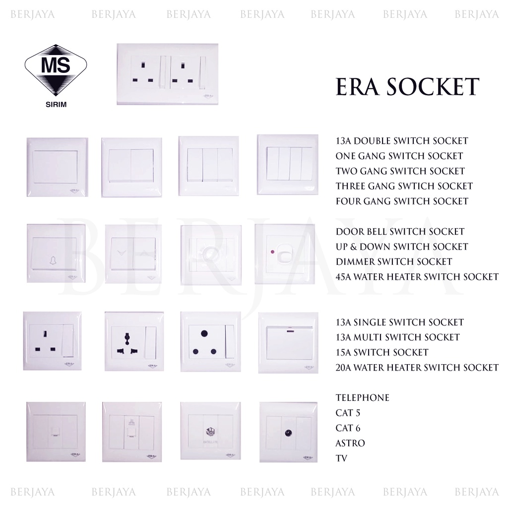 Premium Quality ERA Switch Socket with SIRIM Approval Shopee Malaysia