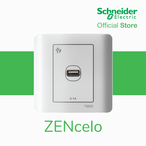 Schneider Electric Zencelo 1 Gang 2.1A USB Wall Charger White