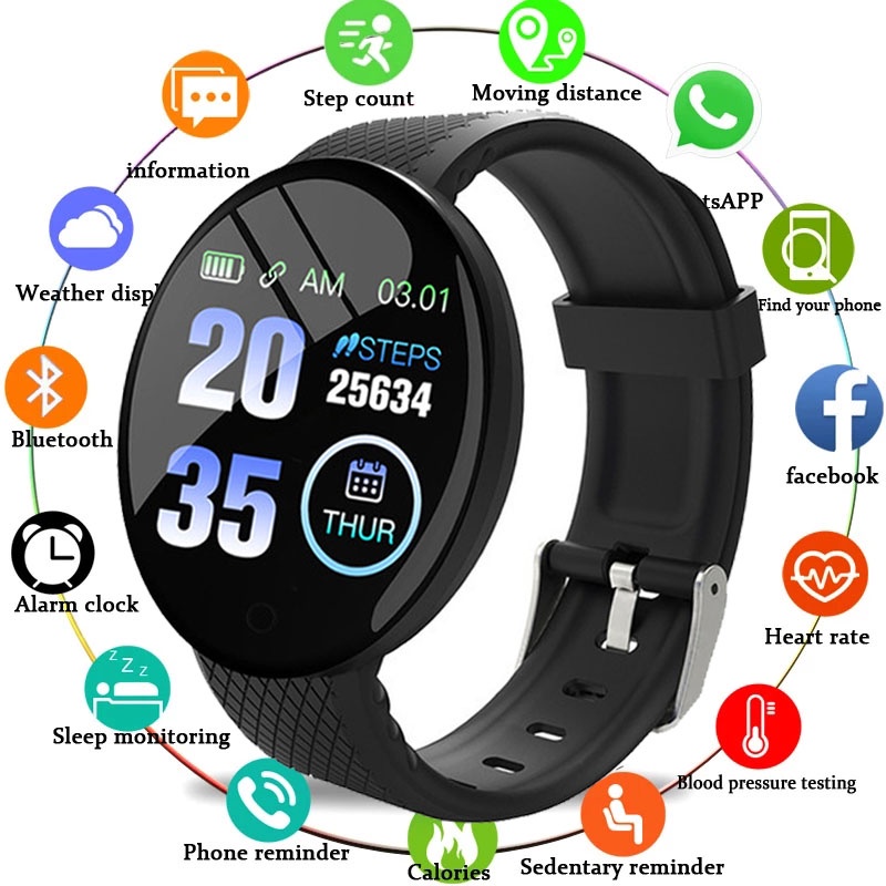 D18 Waterproof Round Smart Watch with Fitness Tracker/Bluetooth Smart Watch for Men Support Health Detection