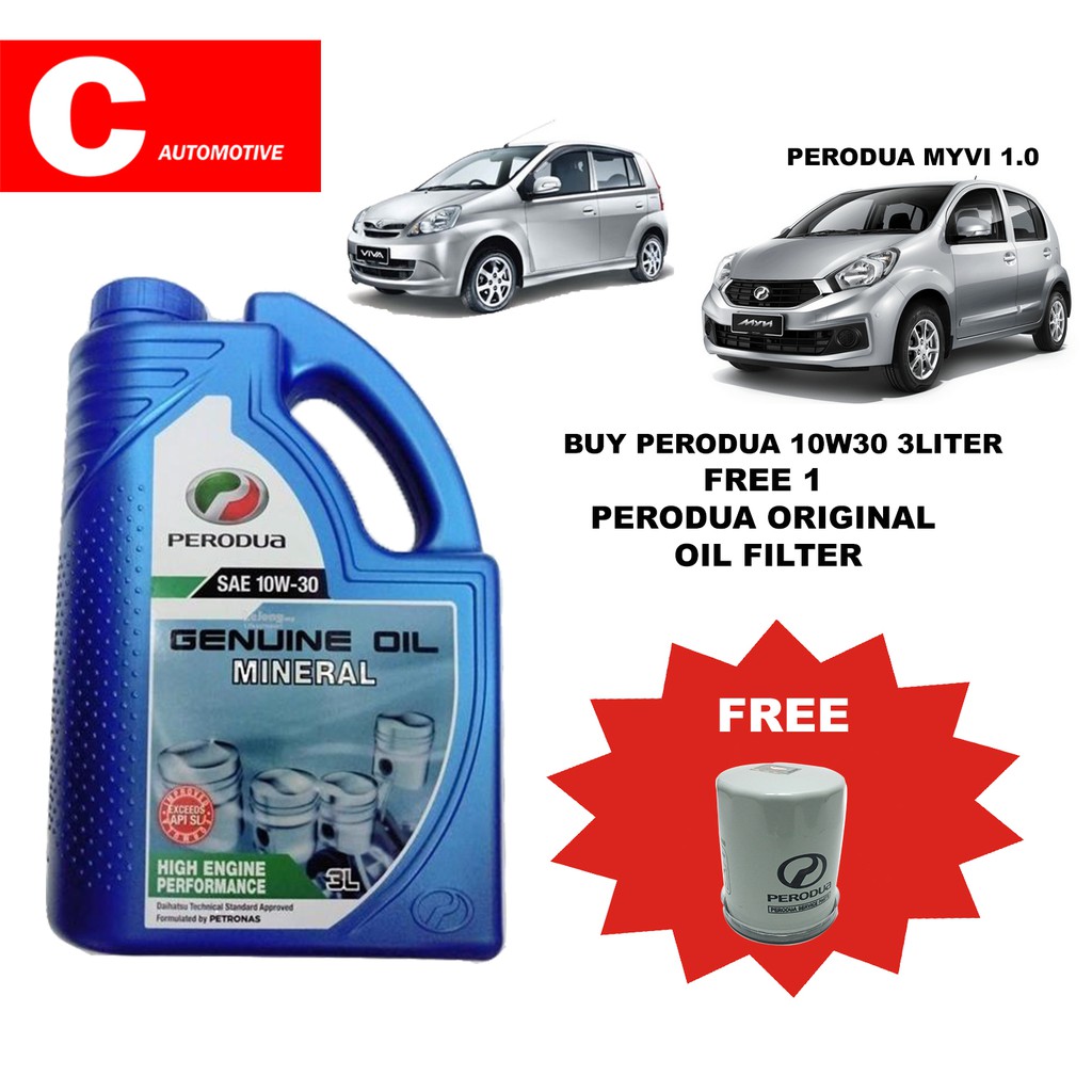 Perodua Mineral Engine Oil 10w30 3 Liter Perodua Oil Filter Viva Kancil Kelisa Shopee Malaysia