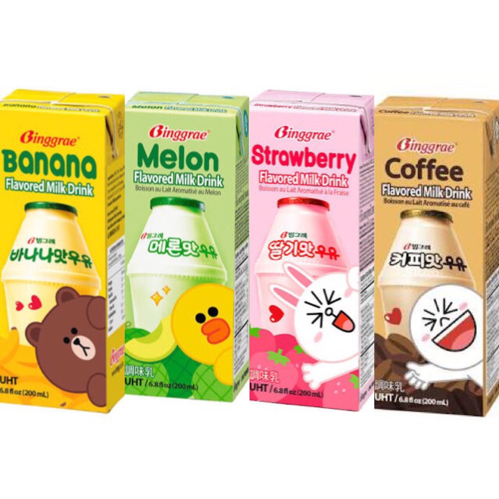 HALAL Korea Binggrae Banana,Melon,Strawberry Milk 200ml | Shopee Malaysia