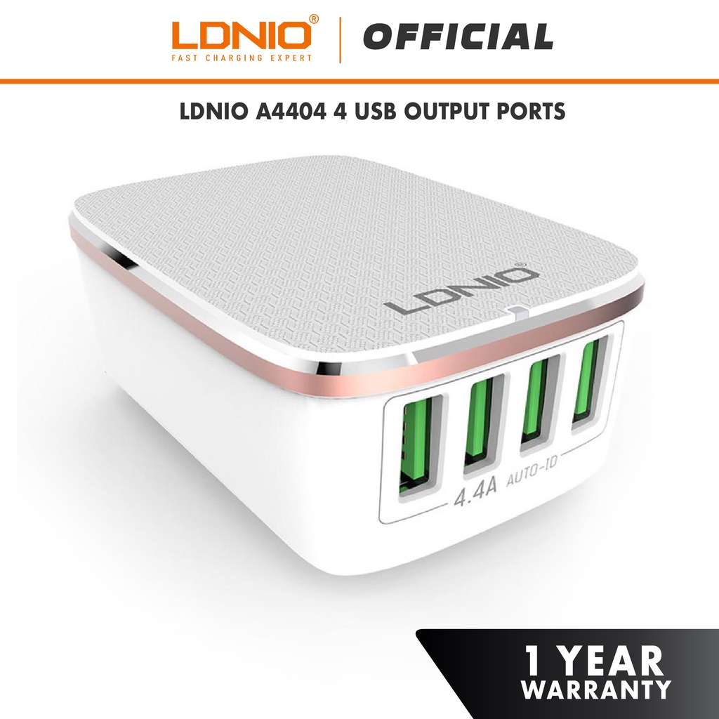 LDNIO A4404 4 USB Output Port Auto ID USB Fast Charger (4.4A)