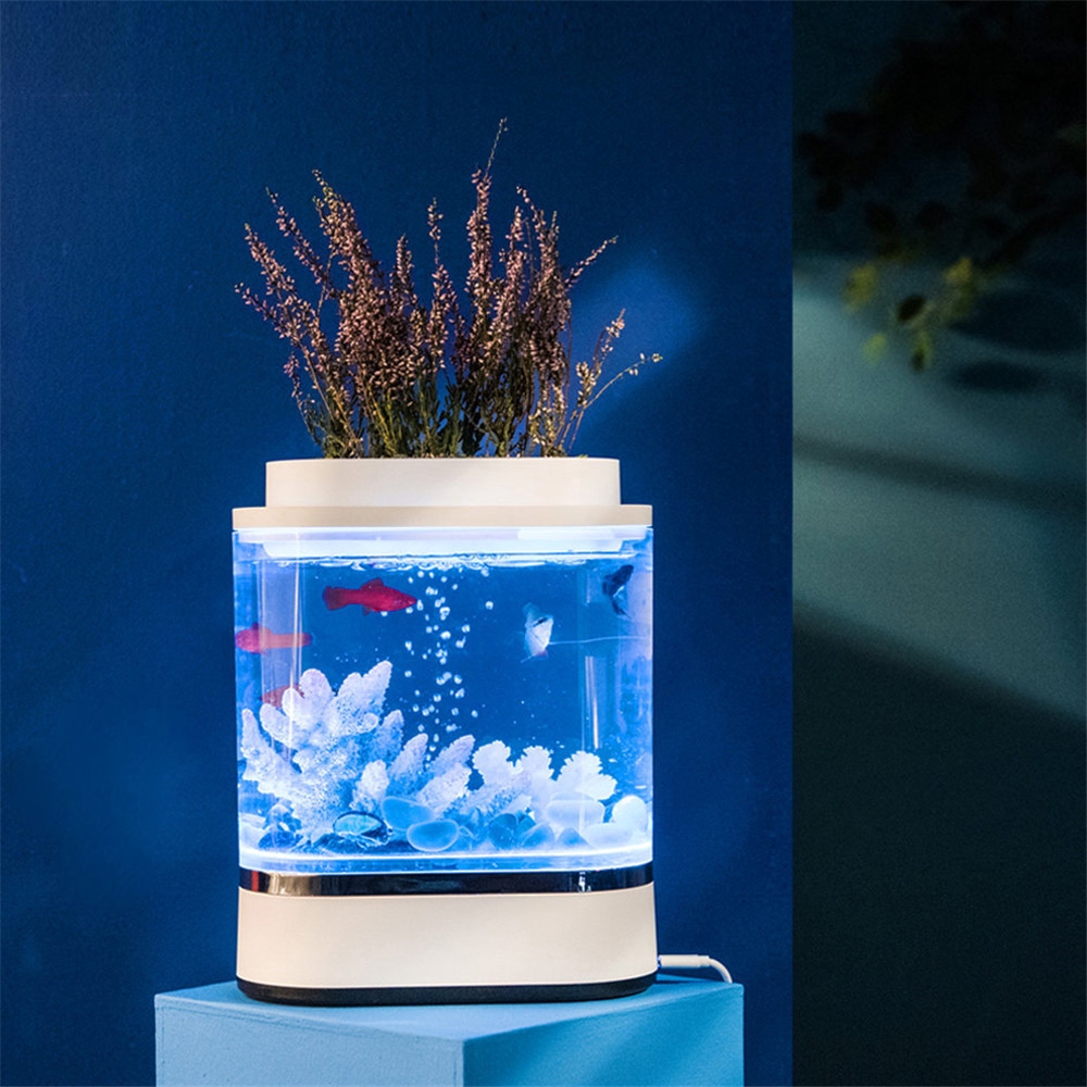 Аквариум xiaomi geometry mini lazy fish tank usb hf jhyg005 обзор