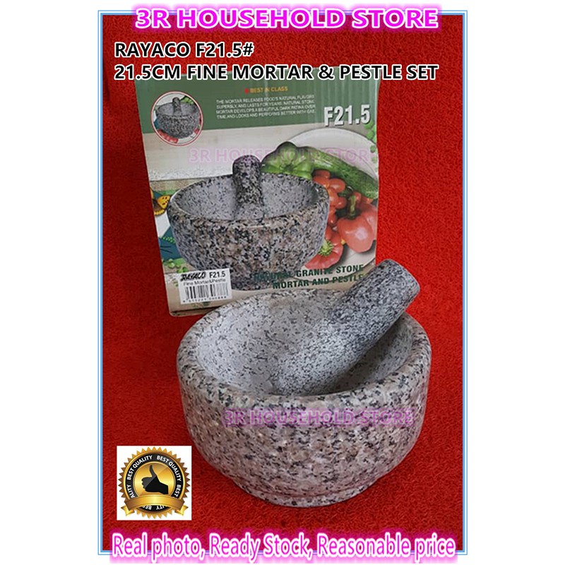 RAYACO 21.5CM FINE MORTAR & PESTLE Polished Stone Mortar with Pestle / Lesung Batu Berpolish
