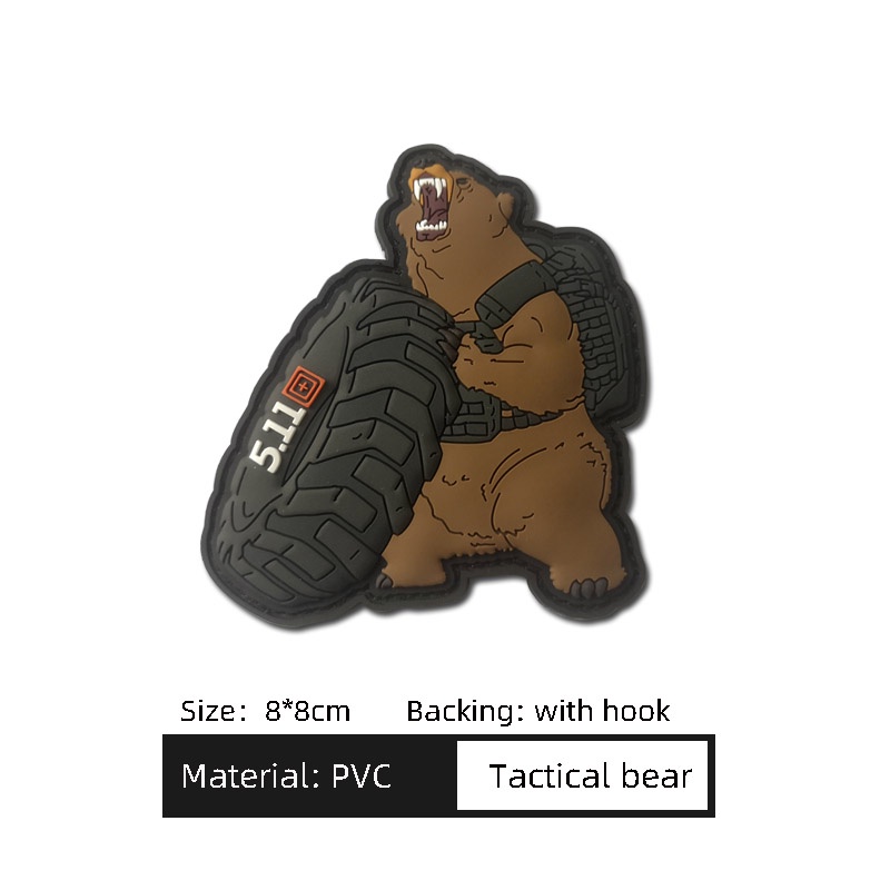 PVC Rubber 5.11 Tactical Patch Tire Bear Velcro Badge Military Campaign Morale Cloth