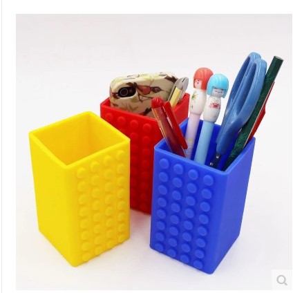 Creative Office Stationery Lego Plastic Colorful Silicone Pen Holder Shopee Malaysia