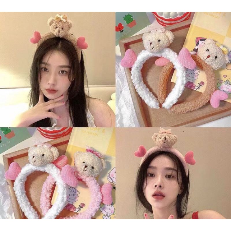 DDZ-Soft Hair Band With Heart Ears On Top Is A Super Soft Teddy Bear.