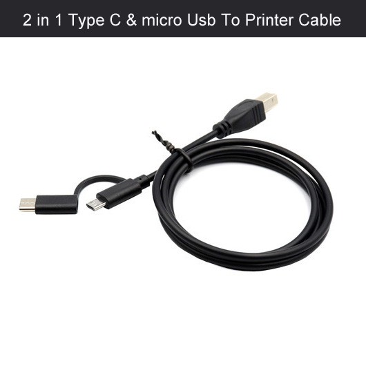 2 in 1 Type C & Micro Usb To Printer Cable / Type C to Printer Cable