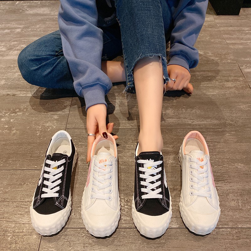 women's fashion casual trend color matching canvas sneakers