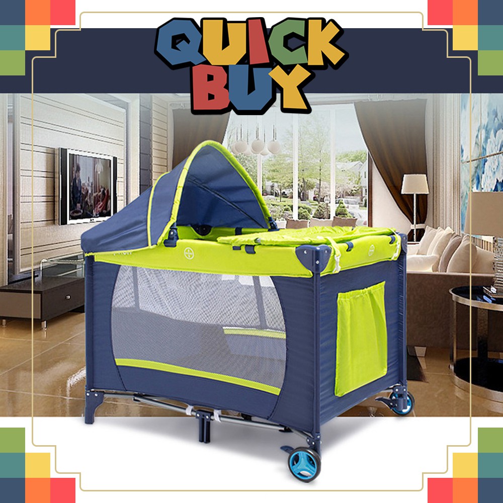 QuickBuy Foldable Baby Cot Playpen 5 in 1 (Free Mosquito Net) Baby Cot