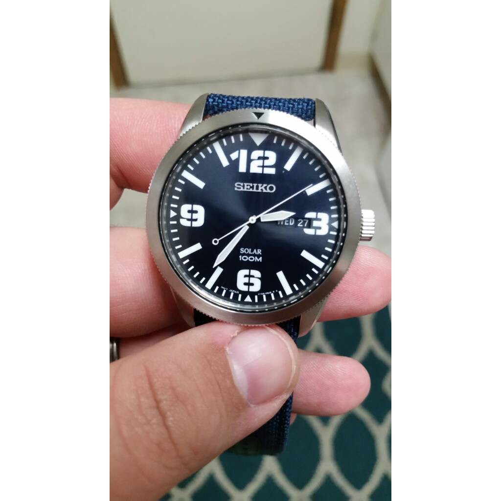 NOT REAL PRICE SEIKO Solar Black Dial Blue Nylon Men's Watch SNE329 |  Shopee Malaysia