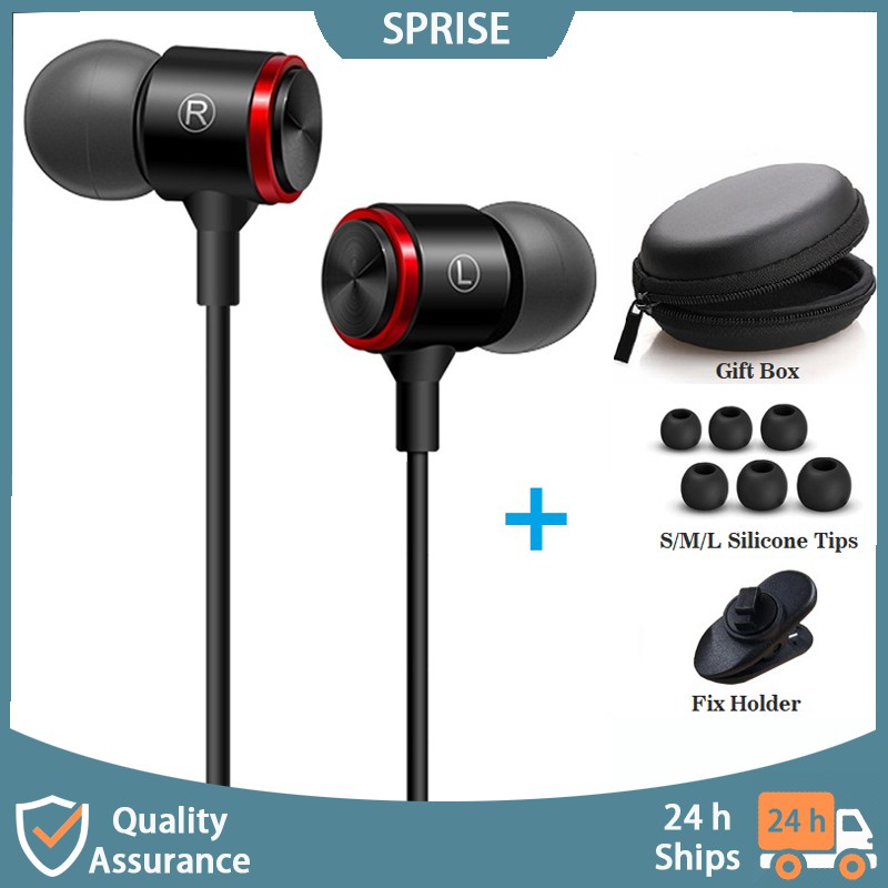 SPRISE Extra Bass Stereo Metal Earphone With Mic Noise Cancelling Wired