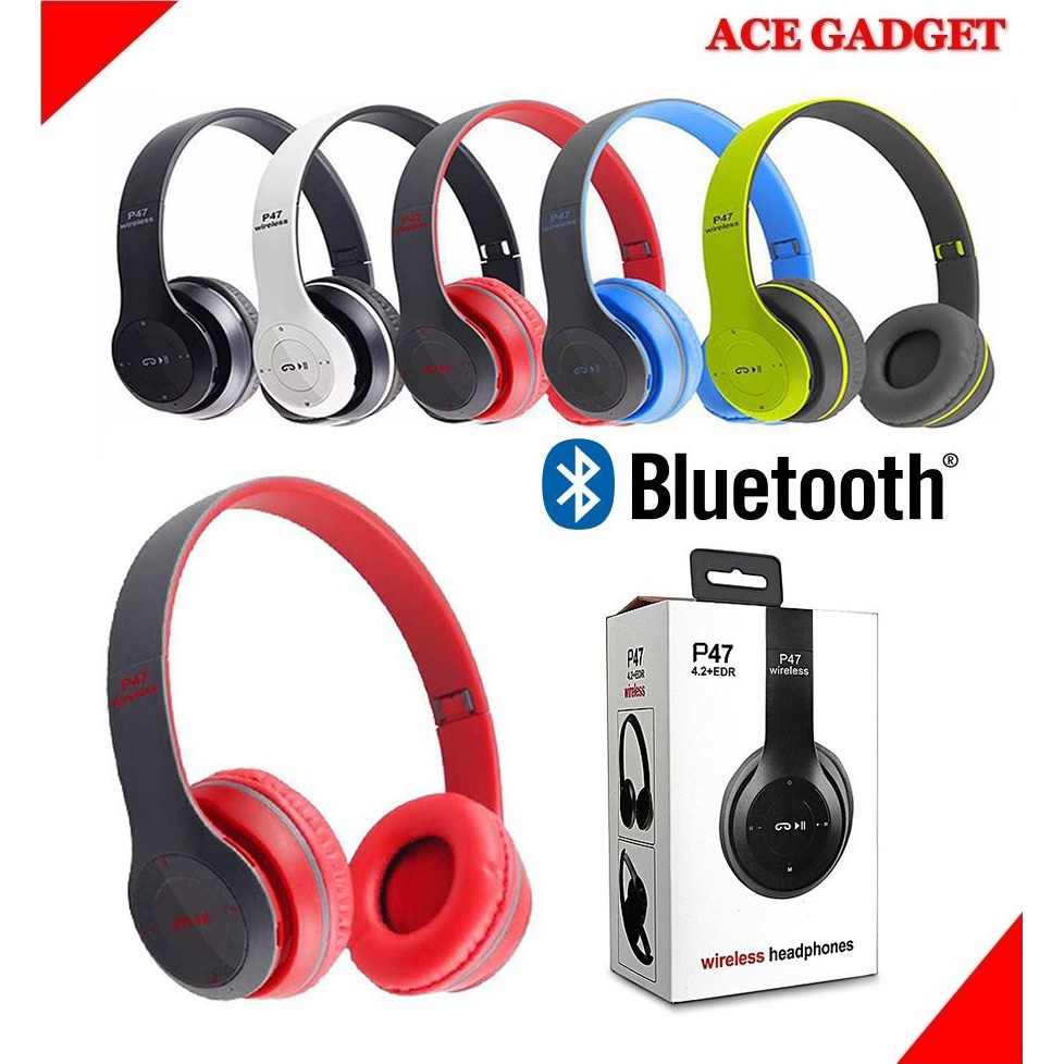 P47 Bluetooth Headphone Extra Bass Wireless Headphones Headset With Mic