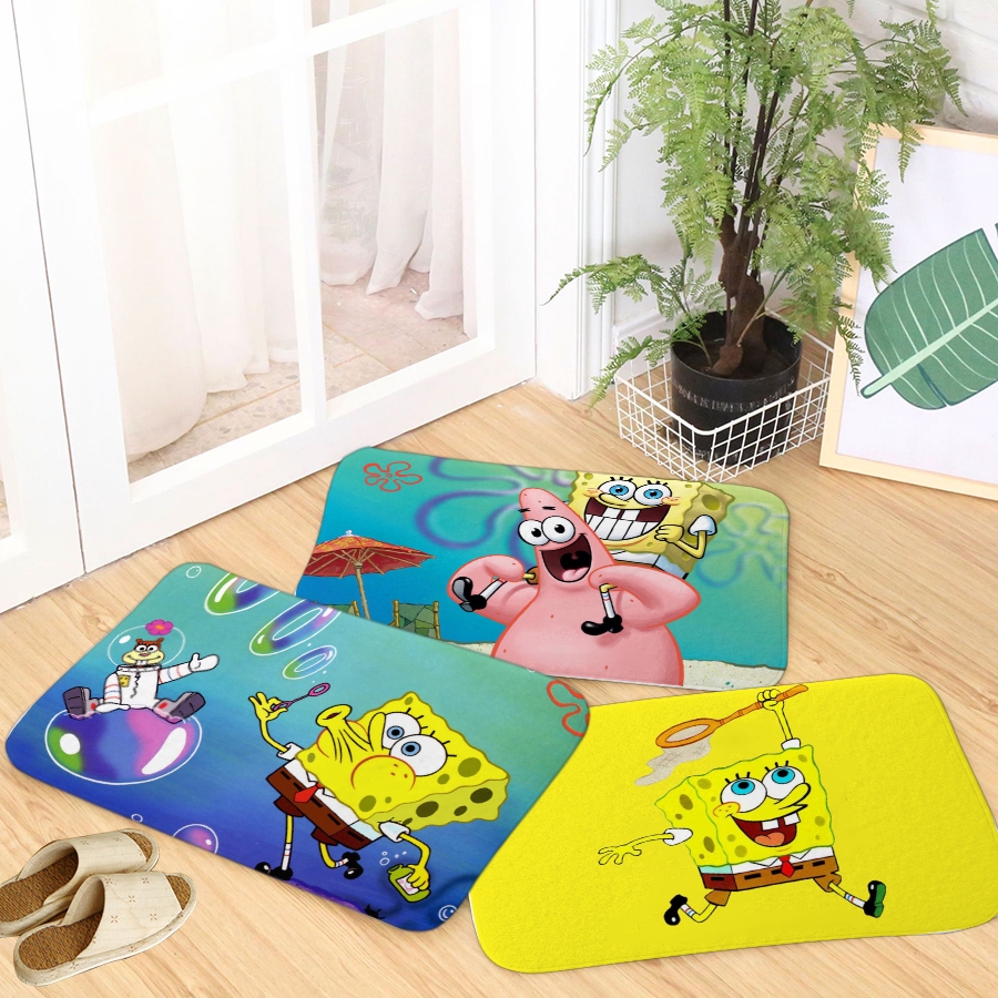 SpongeBob pattern flannel floor carpet non-slip home office door mat ...