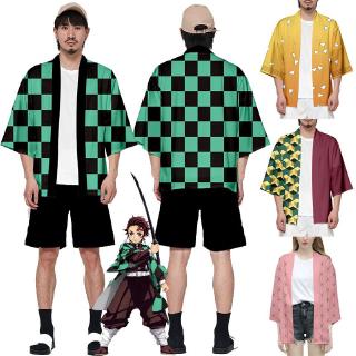 🔥READY STOCK🔥Unisex Outerwear Anime Jackets Demon Slayer Kimetsu No Yaiba Tanjiro Kamado Cosplay Costume Men Kimono Plus Size
