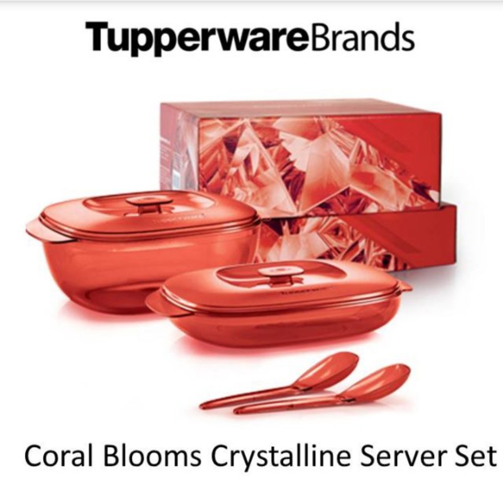 Tupperware Coral Blooms Crystalline Server Set (2 Pcs)