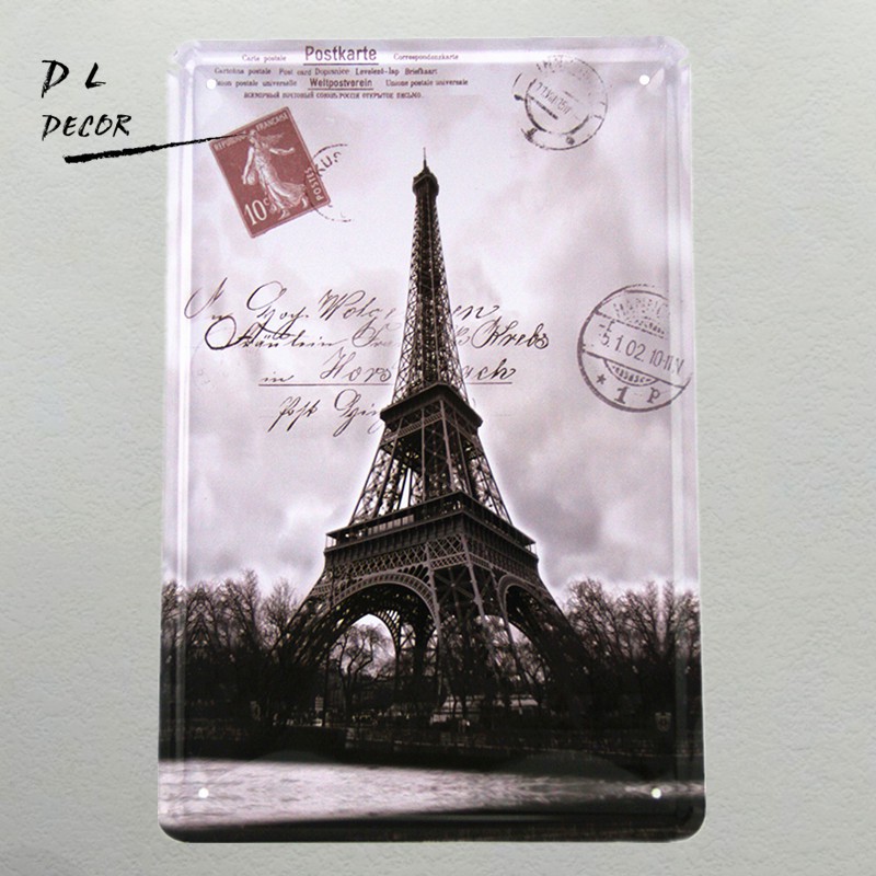 Dl The Eiffel Tower Tin Sign Art Wall Decoration House Cafe