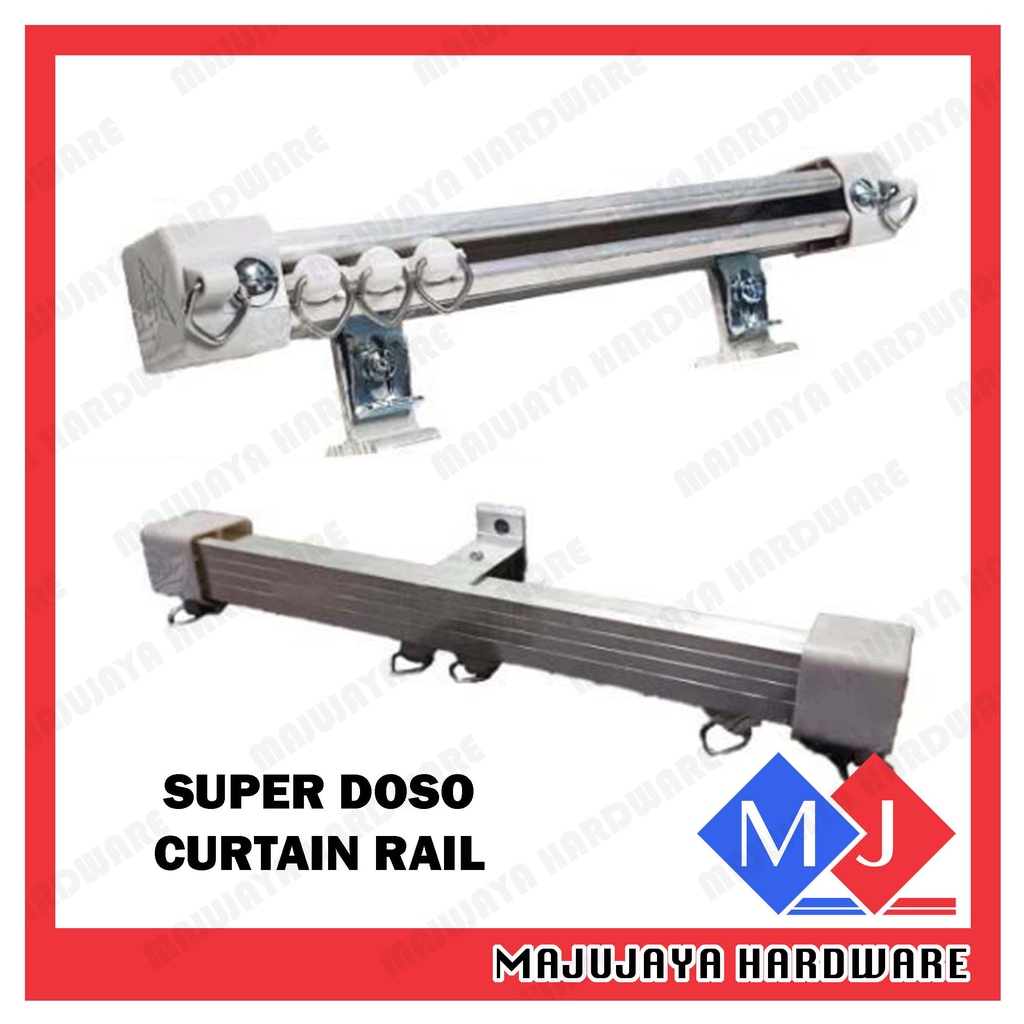 SUPER DOSO Besi Langsir Rod Curtain Rail Aluminium Curtain Track Set
